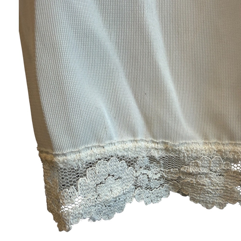 Vintage Sears White Full Slip Dress Floral Embroidered Lace Trim Sz 32 XS Retro - Picture 4 of 10
